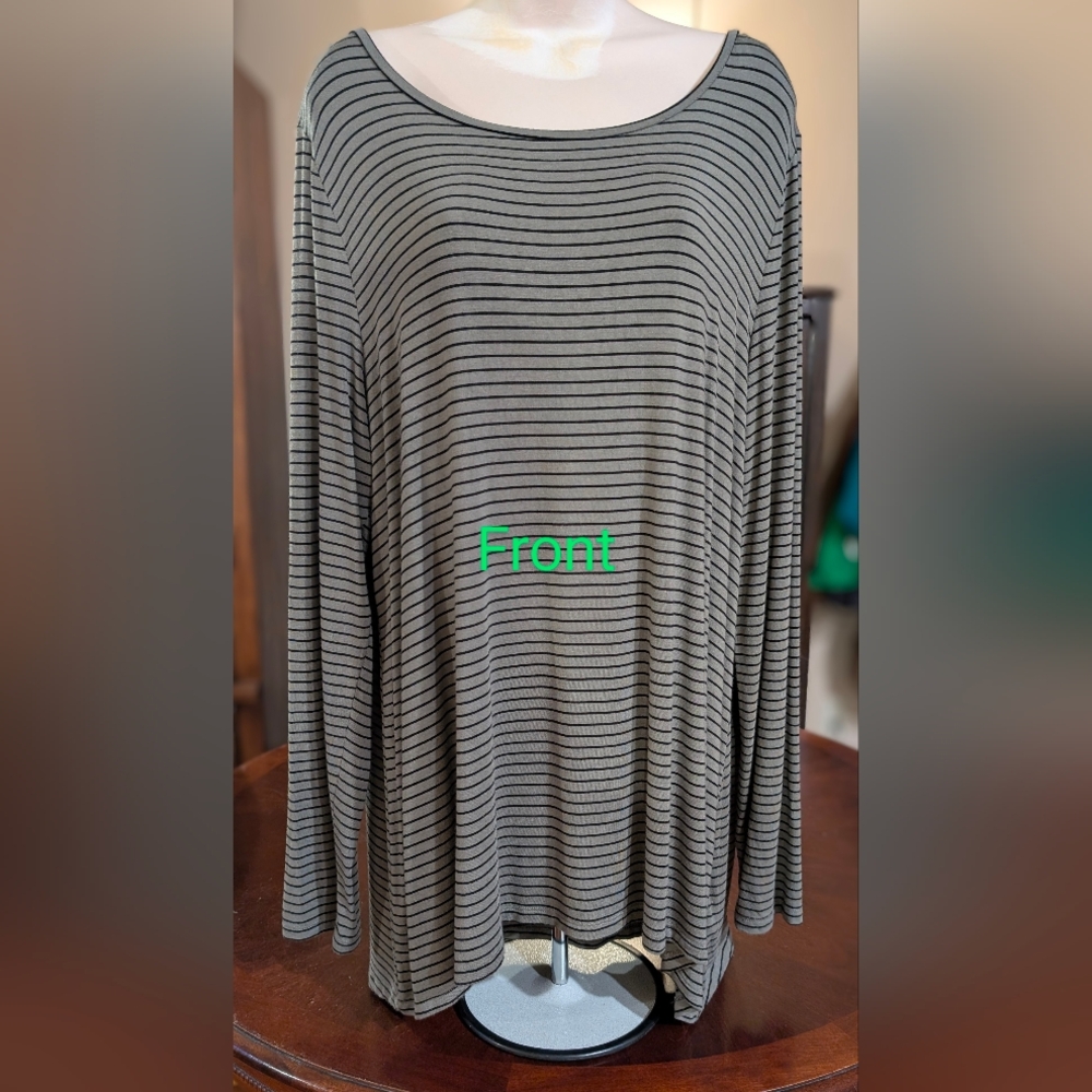 NWOT Old Navy Olive & Black Striped Top XL